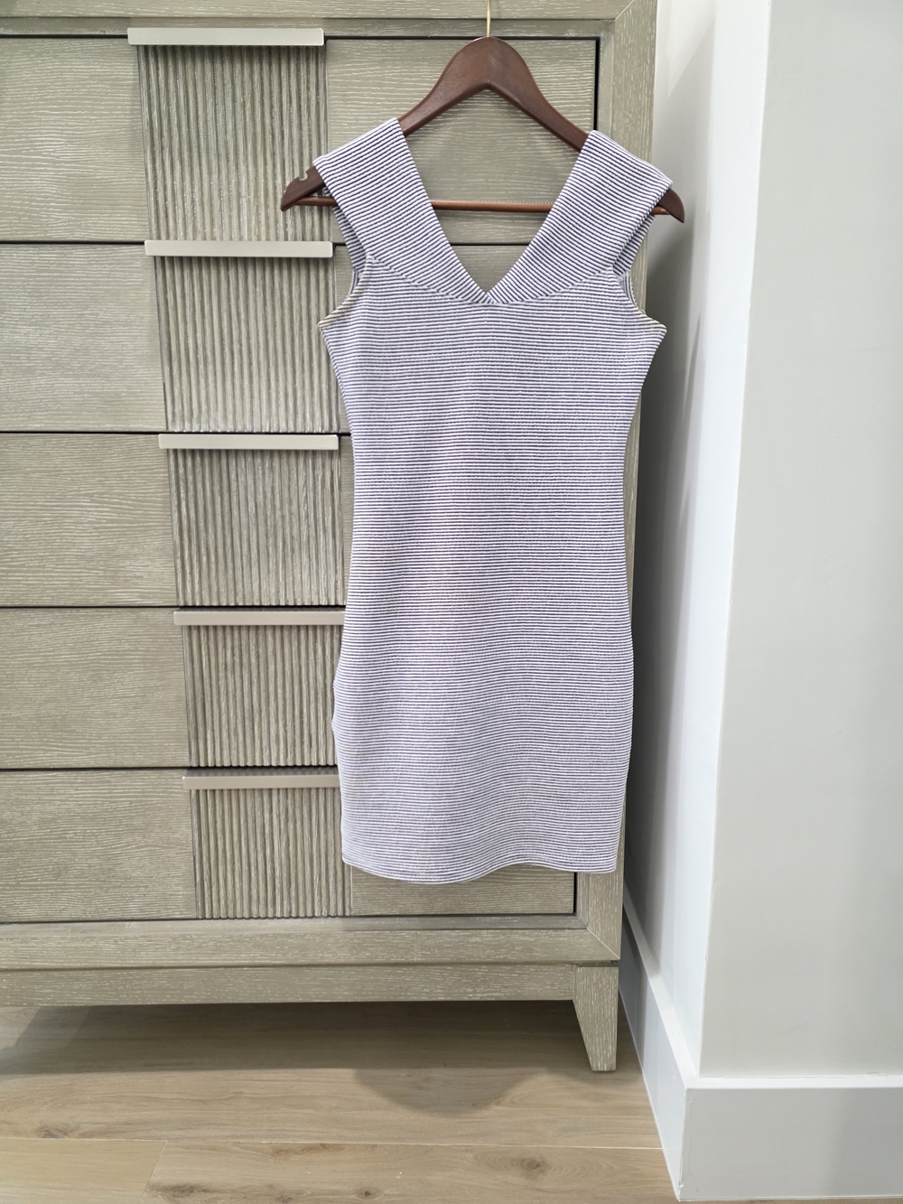 Mango Casual Navy & White Striped Knit Dress | XS